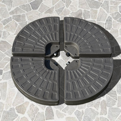 4 Pieces Cantilever Umbrella Base By , Fan Shaped Weight, Handles Fitted, Resilient Material, 148 Lbs Water, 220 Water/Sand, Coffee 4 Base, Fan-Shaped Tough Dependable Integrated, Hard-Wearing Water