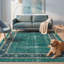Tapis Bronze2 moderne à l'aspect vieilli, aquarelle abstraite, bleu sarcelle et blanc, lavable à la machine, antidérapant, à poils courts, pour l'intérieur et l'extérieur, adapté aux animaux domestiques, idéal pour le salon, la chambre, la salle à manger, l'entrée, le couloir ou le bureau.-1258251860