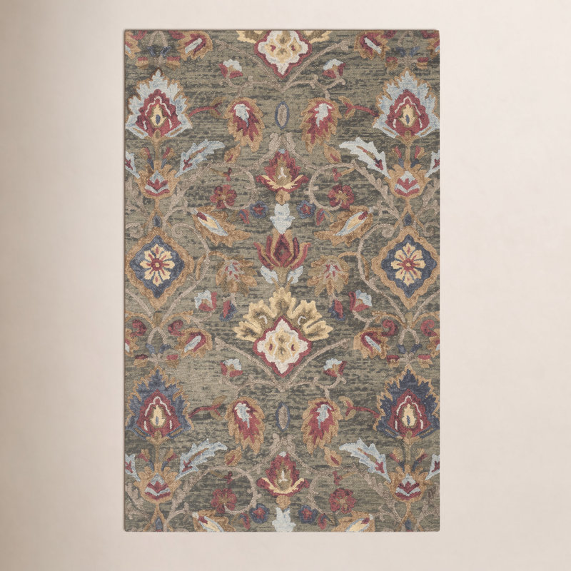 Tansy Wool Floral Indoor Rug, Rectangle 5' x 8'