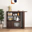 Armoire à 6 espaces de rangement avec plateau rotatif et vernis noyer pour les espaces de style moderne