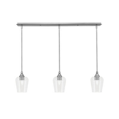 3 Light Stem Hung Linear Pendalier Shown With 5" Glass