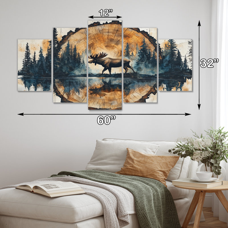 «Canadian Moose Into The Foest II» - art mural orignal - art mural moderne sur toile diamant