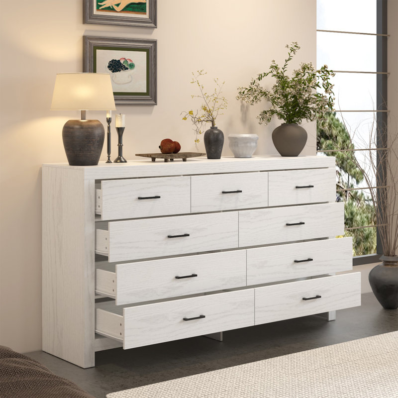 9-Drawer Dresser With Rustic Style, Gray