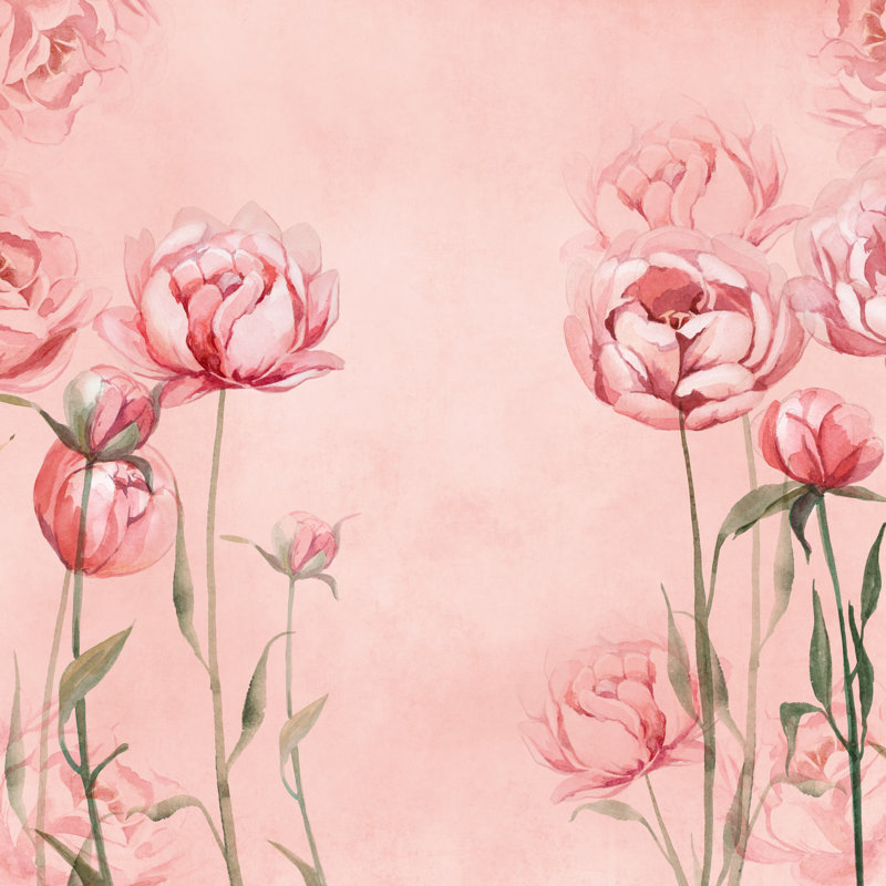 Fond de fleurs de pivoines à échelle par Katbuslaeva, H 12 po x l 12 po
