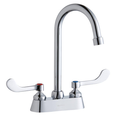 Pull Down Double Handle Kitchen Faucet With Deck Plate And Handles -  Elkay, LK406GN05T4