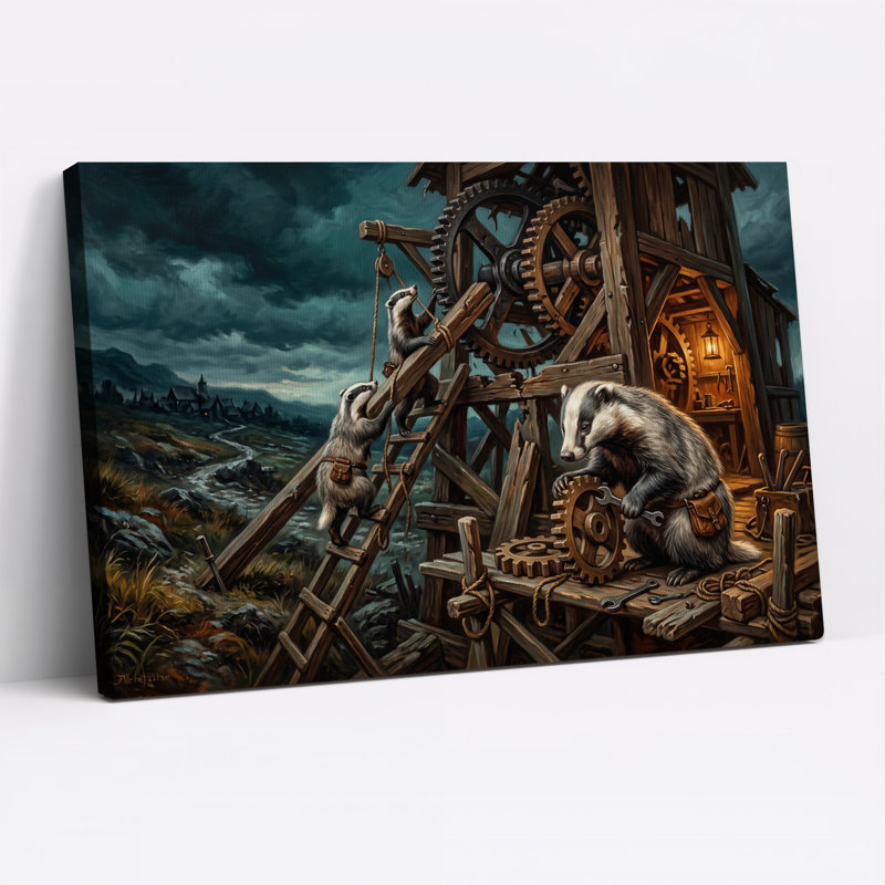 Art mural sur toile Badgers In Dark Steampunk, H 18 po x l 24 po