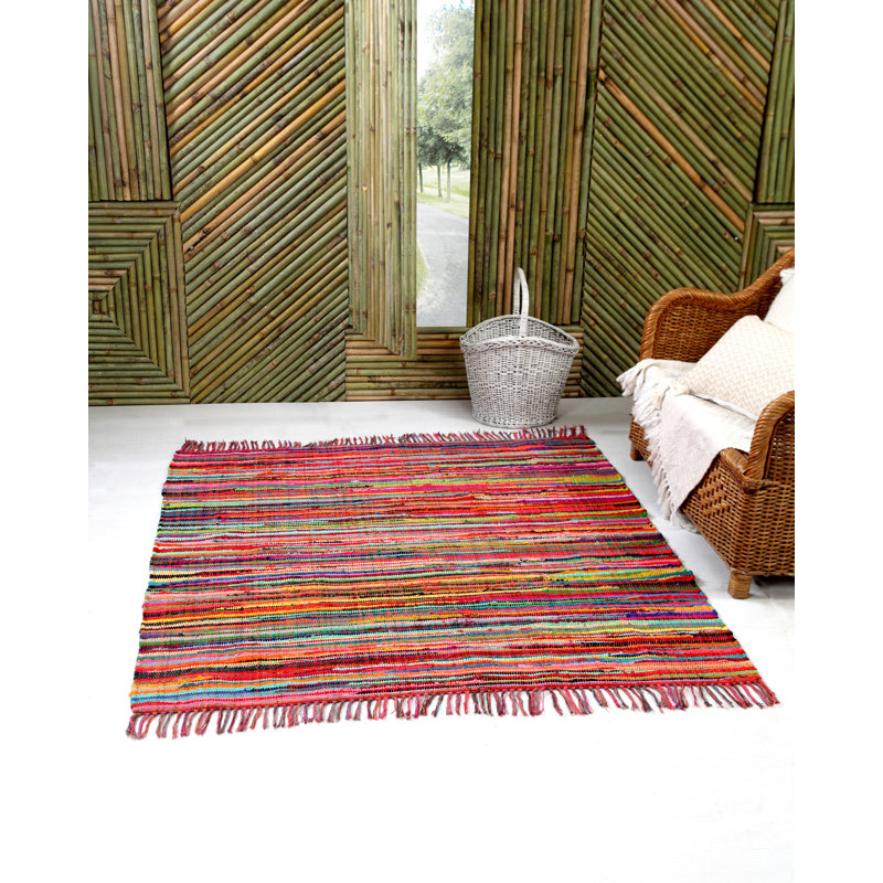 Sean Handwoven Stitch Flat Weave Multicolour Rug, Rectangle 70 x 140cm