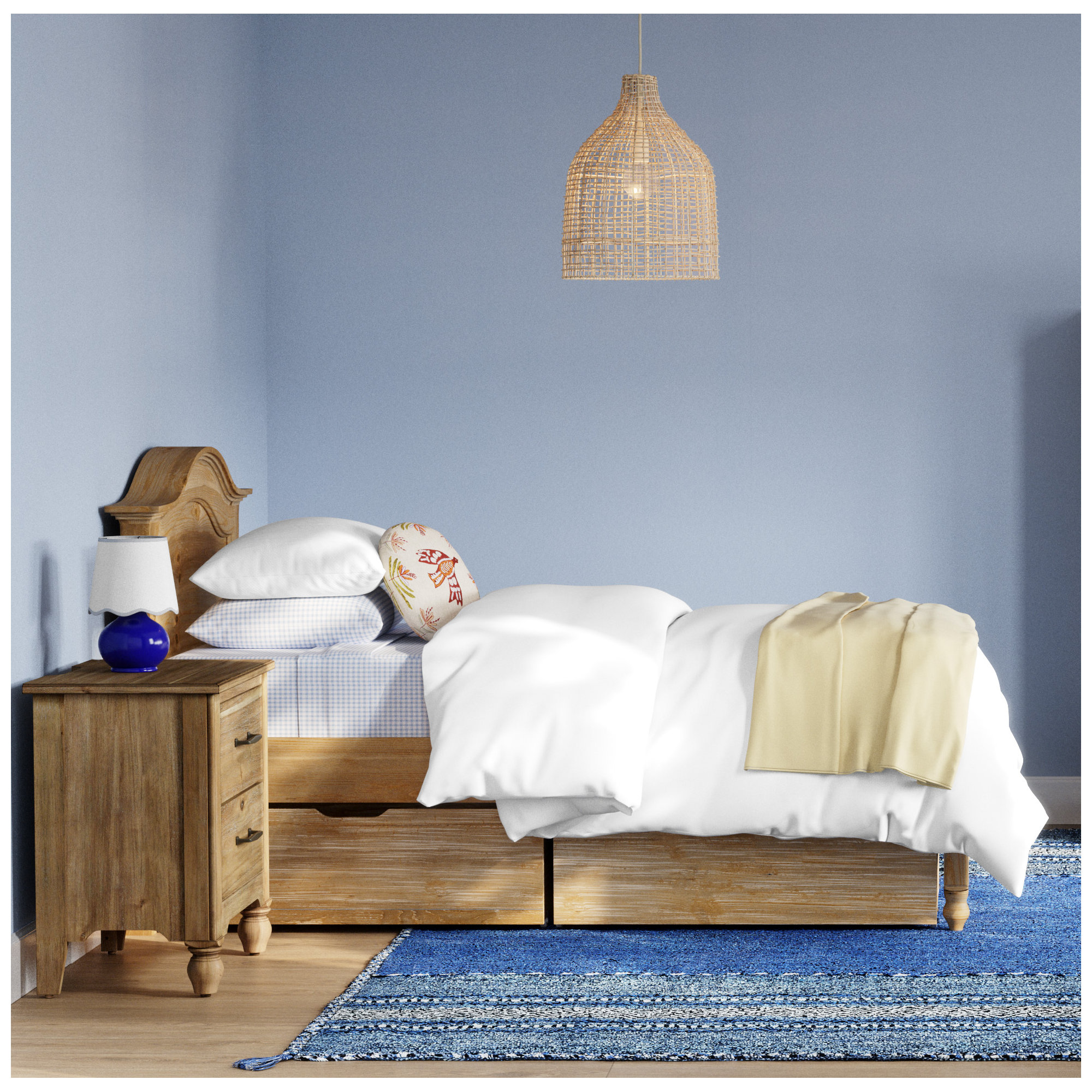 Semele Single Light Rattan Dimmable Pendant