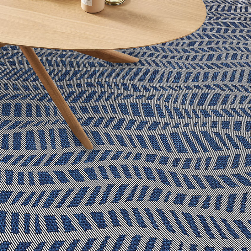 Tapis intérieur / extérieur bleu marine Deramus, Tapis de couloir 2 pi 5 po x 7 pi