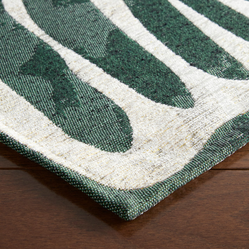 TOWN & COUNTRY Luxe Livie Matisse Cutout Everwash Non-Slip Backing Washable Multi-Use Kitchen Mat, Green