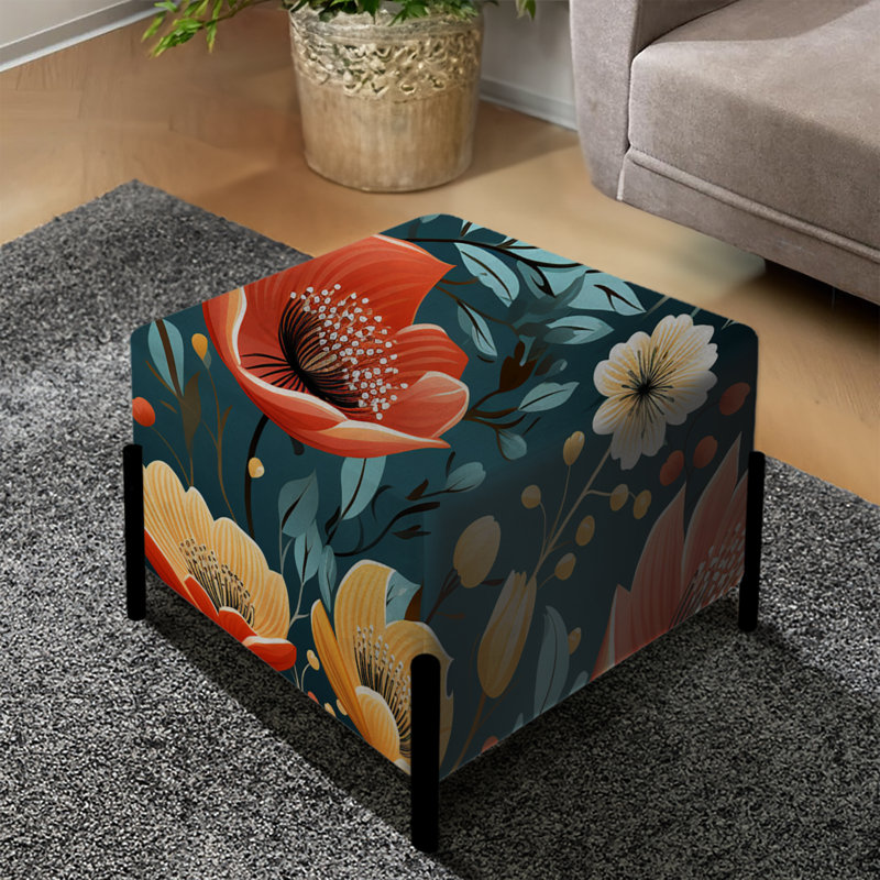 Mod Botanical Allure - Repose-pieds carré Mid-Century