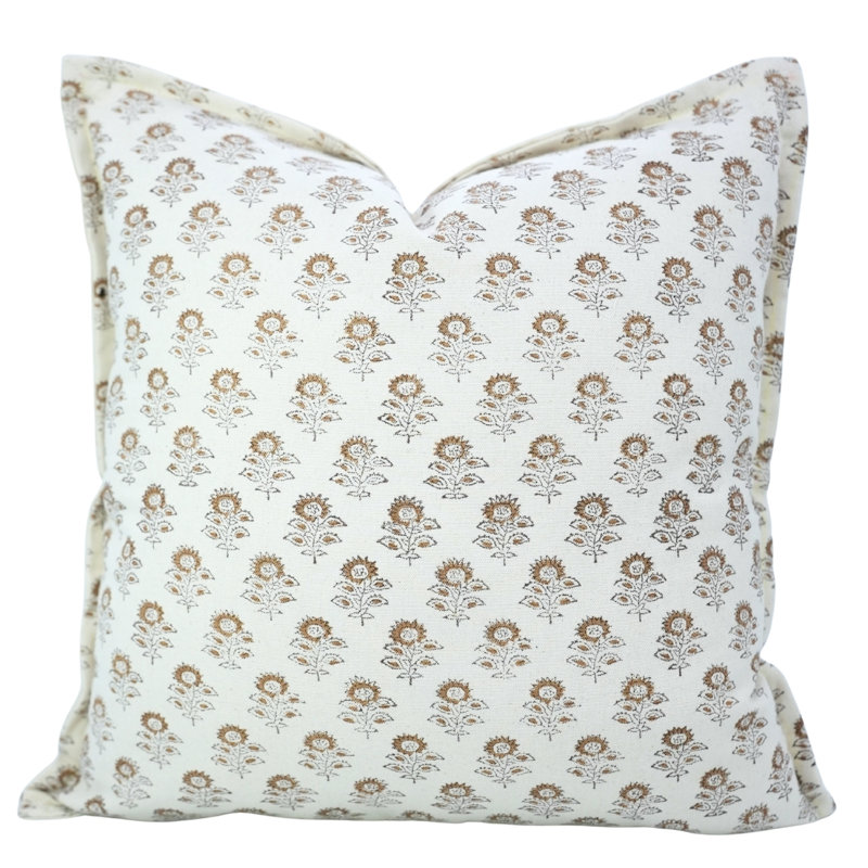 Housse de coussin à motif de blocs de coton à double bordure Oxford Fab Fabine Classic - Bagru Buti, Carré 18 po