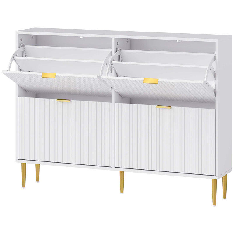Flip Down Shoe Storage, White, 91cm H x 105cm W x 24cm D