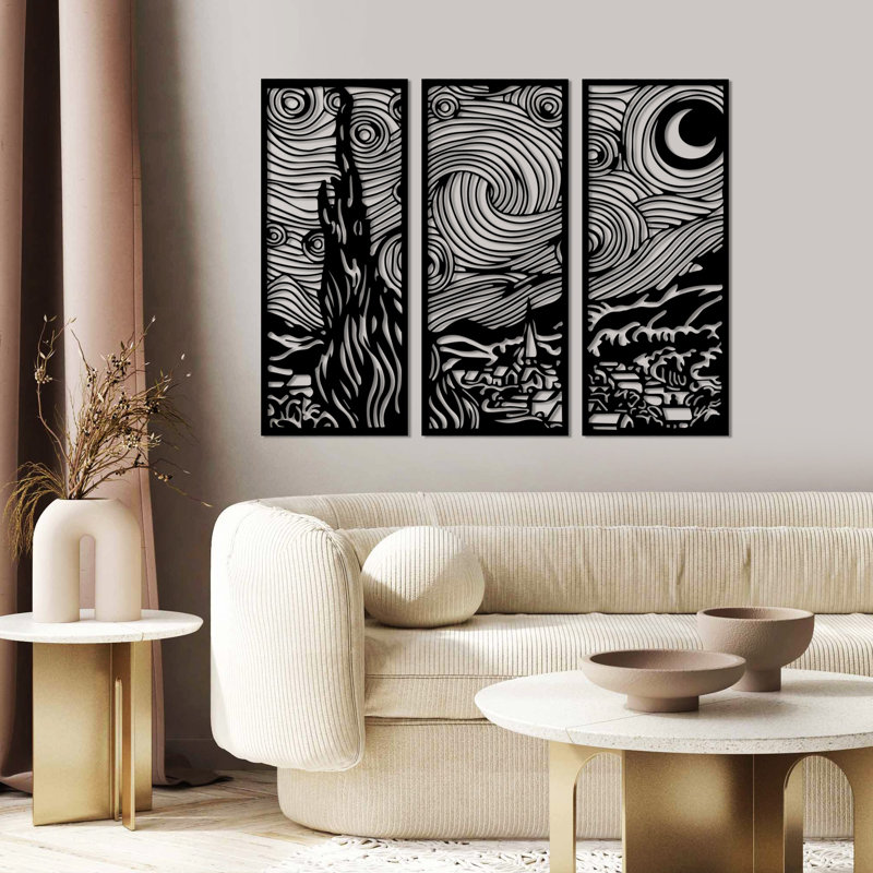 Elegant Decorative Metal Wall Accessory, Black Finish, 11.8 x 11.8 x 28.7 inches | 100% Metal Construction, Thickness: 0.06 inches | Stylish Home Decor for Living Room, Office, and Entryway, Durable and Eye-Catching Design