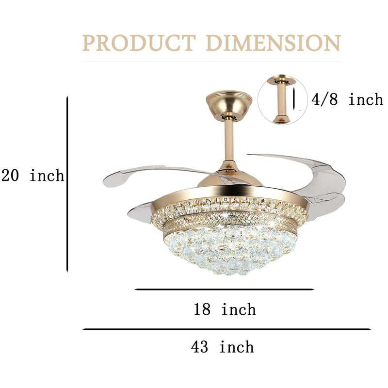 Jaasir 43'' Ceiling Fan with LED Lights