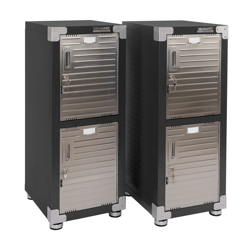 Seville Classics UltraHD 4-Door Stackable Locker Cabinet, 15" W x 18" D x 37.5" H each, Graphite