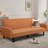 77.5" Square Arm Futon Sofa Bed Upholstered 3 Seat Couch For Home Office, Flannel, Orange-1794796005