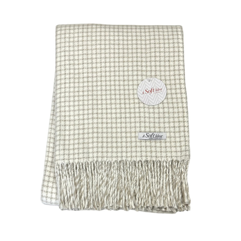 Small Check Pattern Throw, 67" L x 50" W, Cream/Sand Small Check Pattern