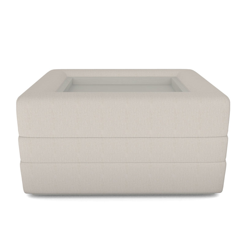 Boyden Ottoman with Wood Tray, Instant Parchment, Wrenn