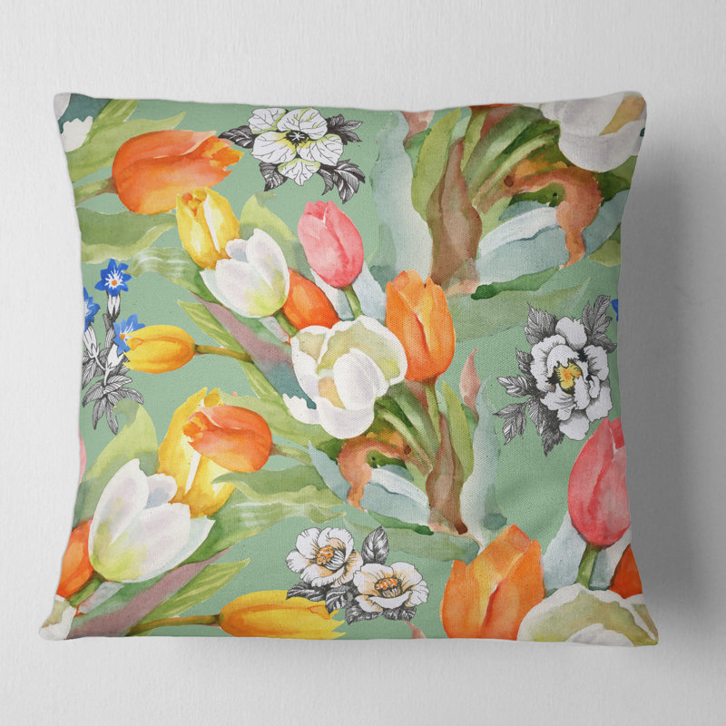 Housse et insert de coussin carré Blooming and Tulips III, 16" x 16"