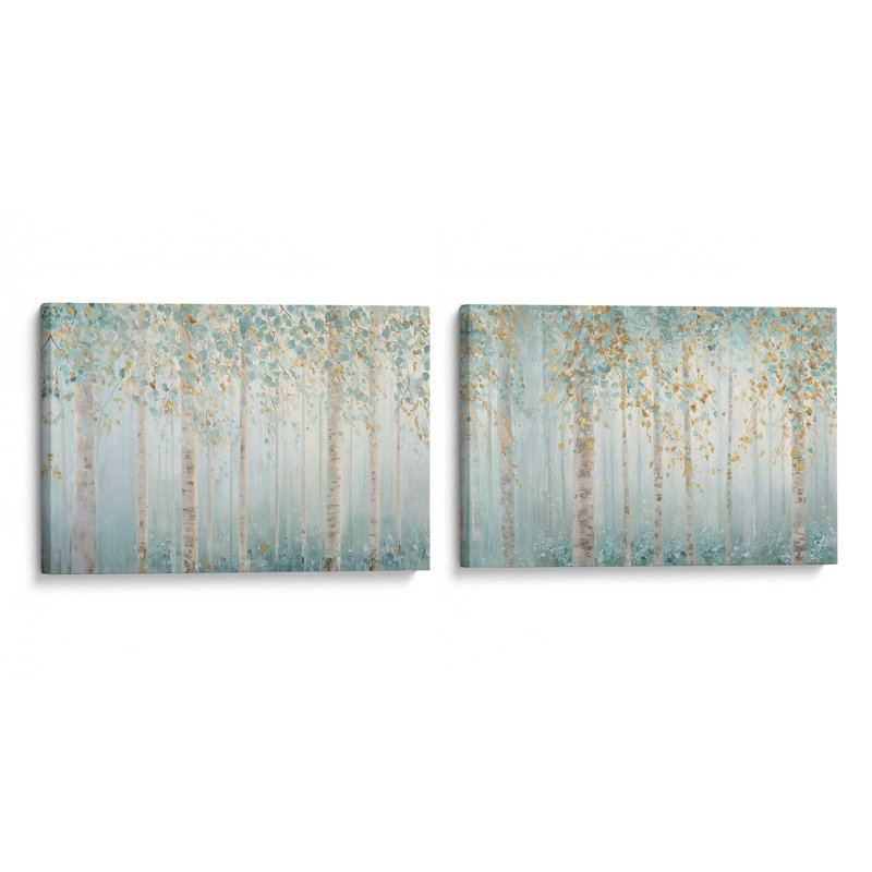 Ensemble de 2 impressions Golden Birch Serenity, 24 po x 36 po, Toile tendue