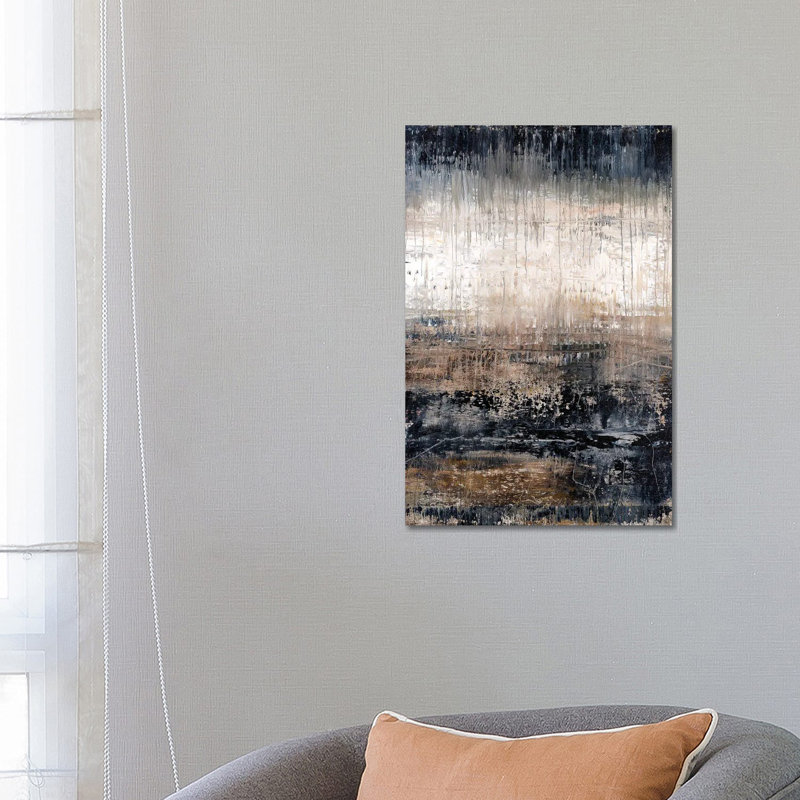 Black Drip Granite 1 Piece Wrapped Canvas Painting