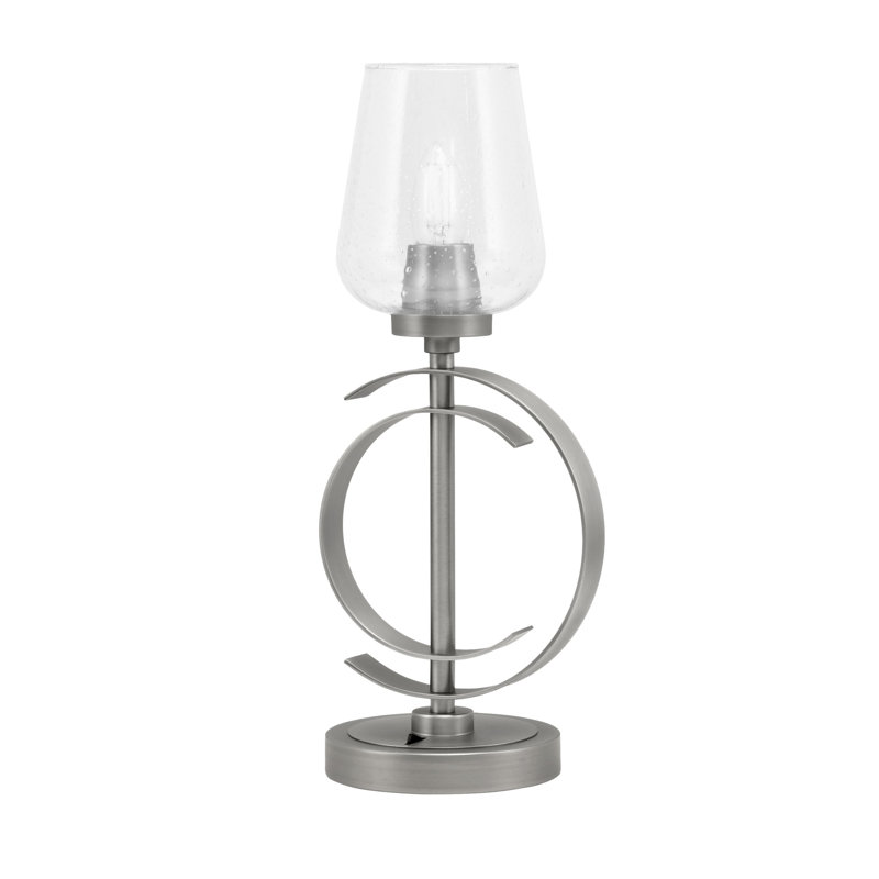 Lampe d'appoint Armana illustrée d'un verre à bulles transparent de 5 po, Graphite, Clair