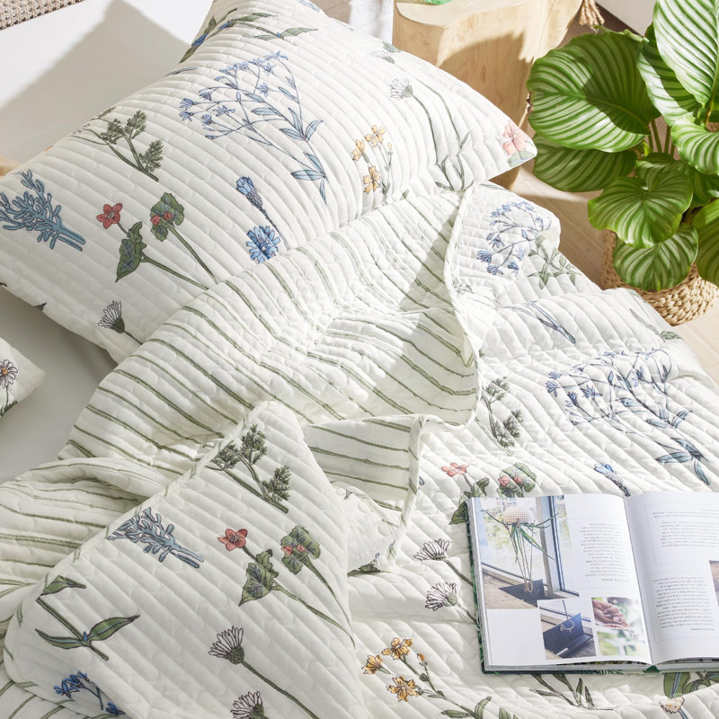 Bedsure Quilt Bedding Set Pre-Washed Quilt Set, King Quilt + 2 King Shams, Coconut White