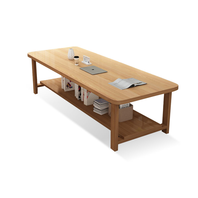 Rectangular Solid Wood Dining Table, Burlywood, 29.53"H x 86.61"L x 35.43"W