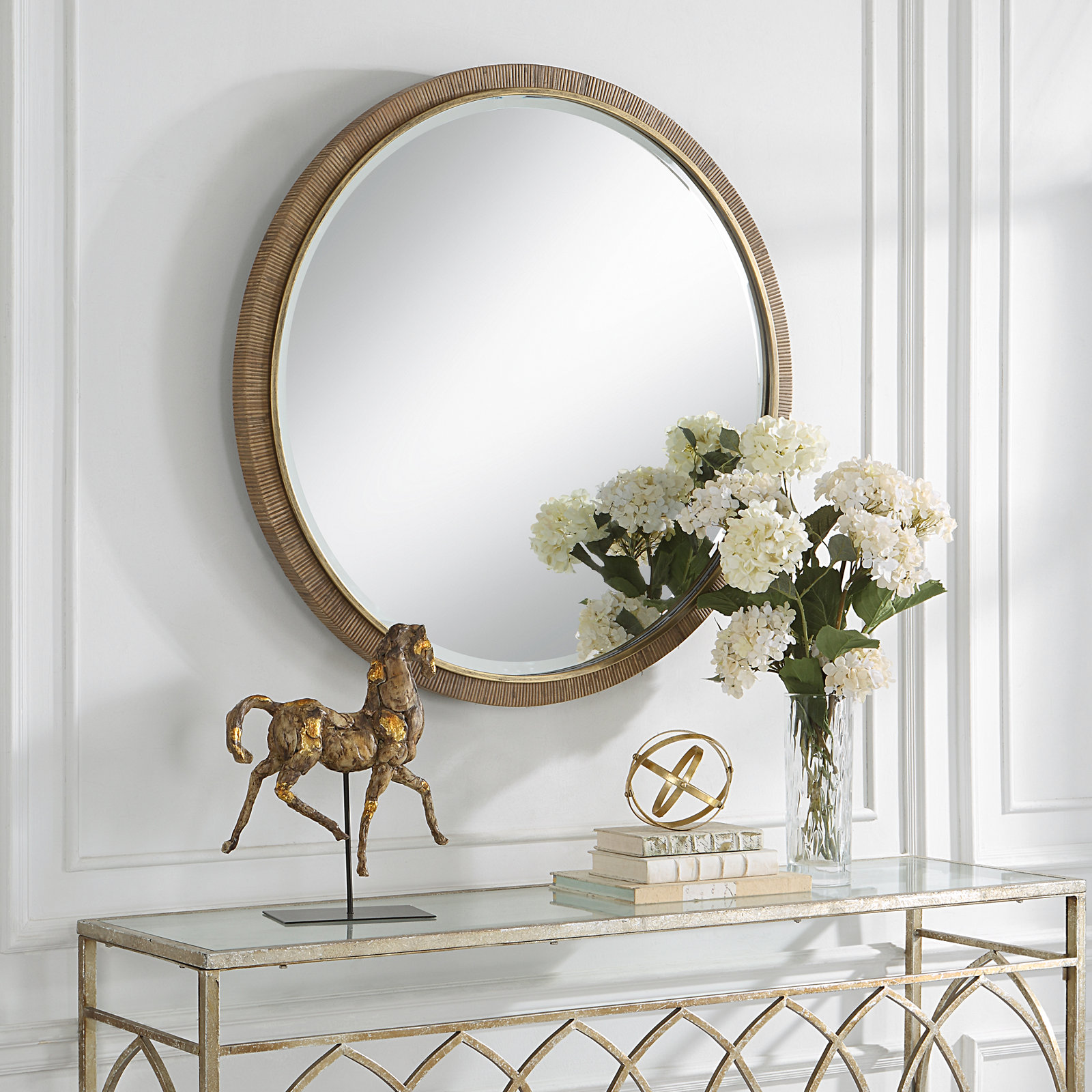 Adrianne 39" Rattan Round Mirror