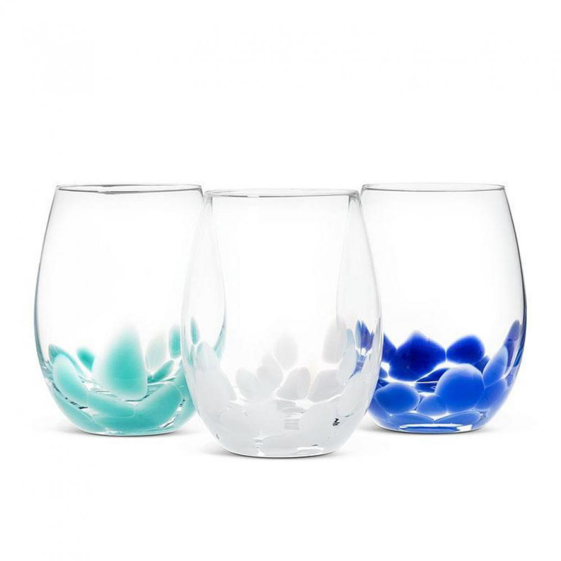 Verre à vin sans pied Fuse Dots, Blanc / transparent