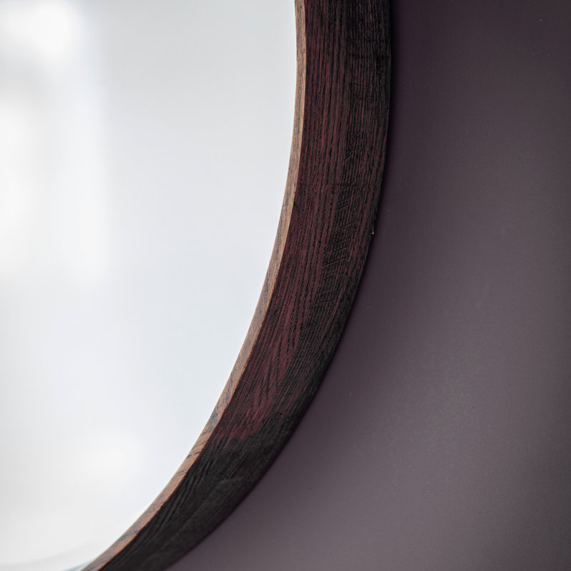 Carles Wood Flat Wall Mirror, 100 cm H x 100 cm W, Walnut