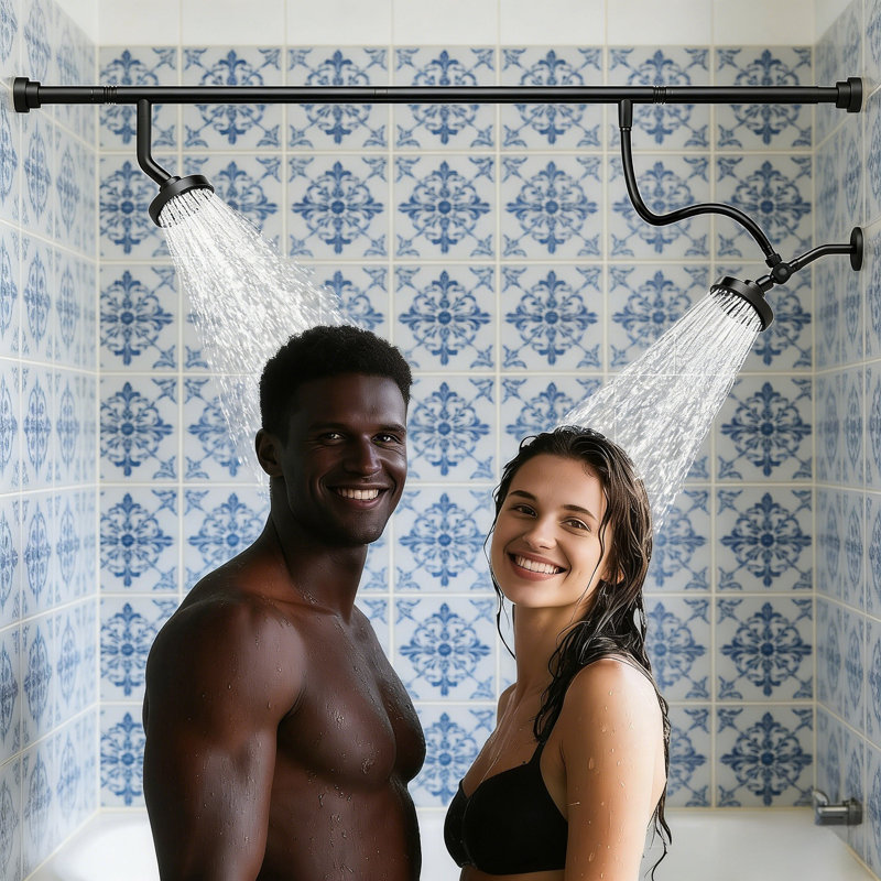 Dual Shower Head For Couples, High Pressure 304 Stainless Steel Adjustable Shower System With 3 Spray Modes, Easy Installation