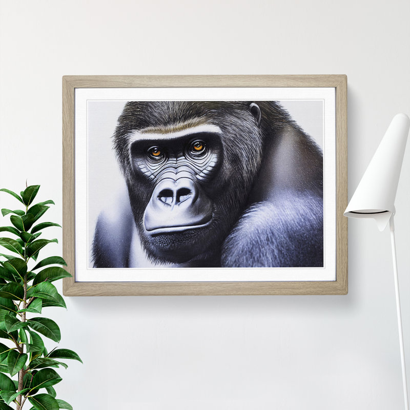 A Mysterious Gorilla - Framed Print, Brown, 25cm H x 34cm W x 2cm D