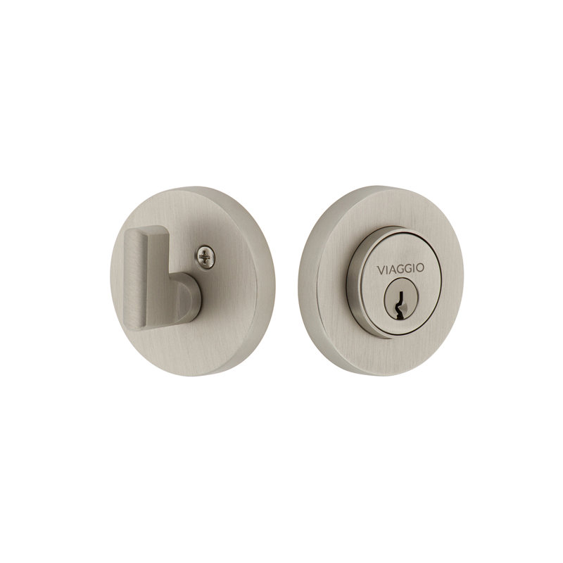 Pêne dormant à cylindre simple sans clé avec rosette Circolo, Nickel satiné, 2.75"