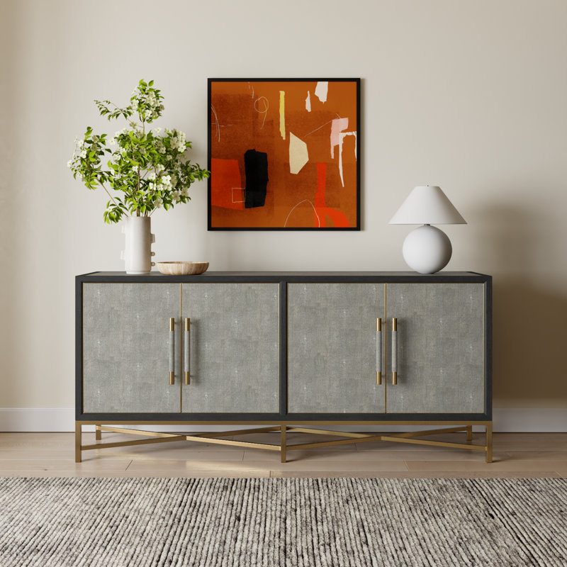 Meera 76" Wide Wood Sideboard, Gray