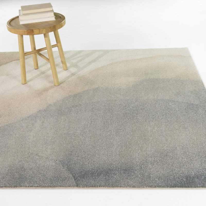 Tapis aquarelle bleu / rouille Yesim, 7 pi 10 po x 10 pi