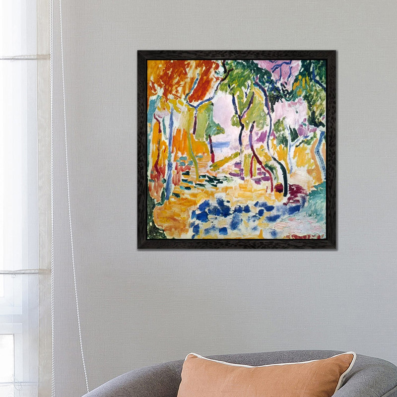 Landscape Near Collioure (Study For Le Bonheur De Vivre), 1905 by Henri Matisse - Floater Frame Painting on Canvas, Black