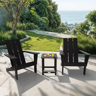 LuXeo Arcadia HDPE Outdoor Adirondack Chair and Table Set, 3-Piece