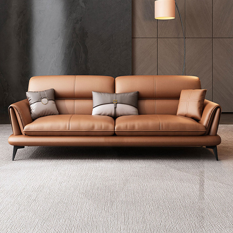 Canapé modulaire 84,65 po en cuir véritable brun