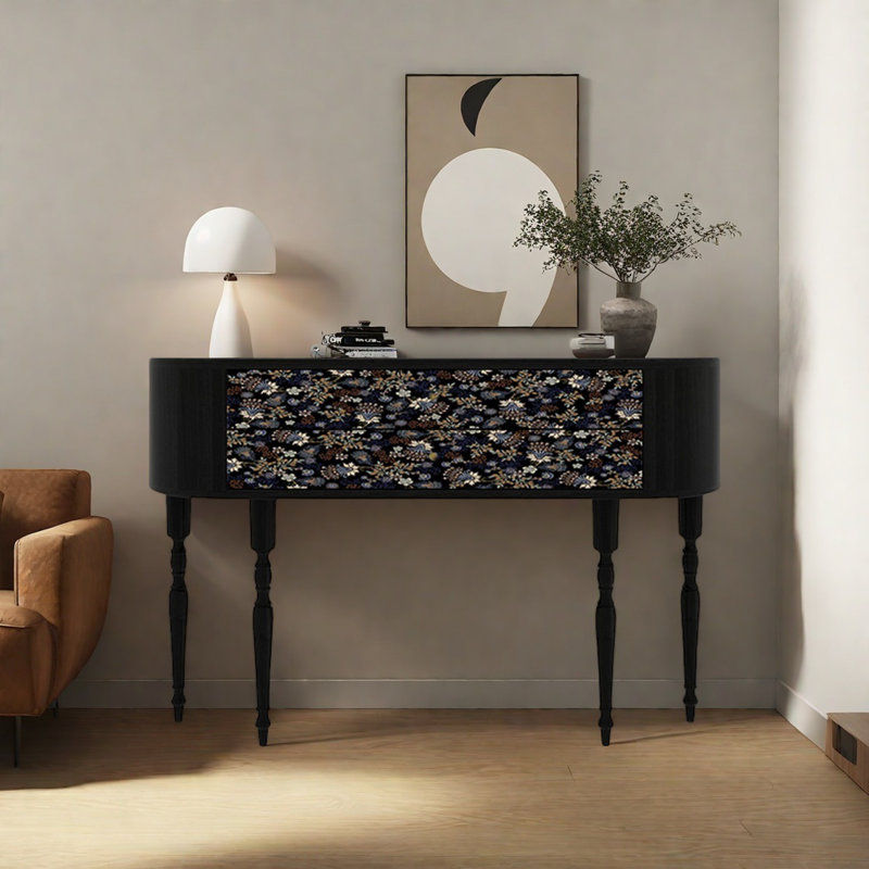 Console rétro avec 2 tiroirs, H 35,43 po x l 55,12 po x P 11,81 po