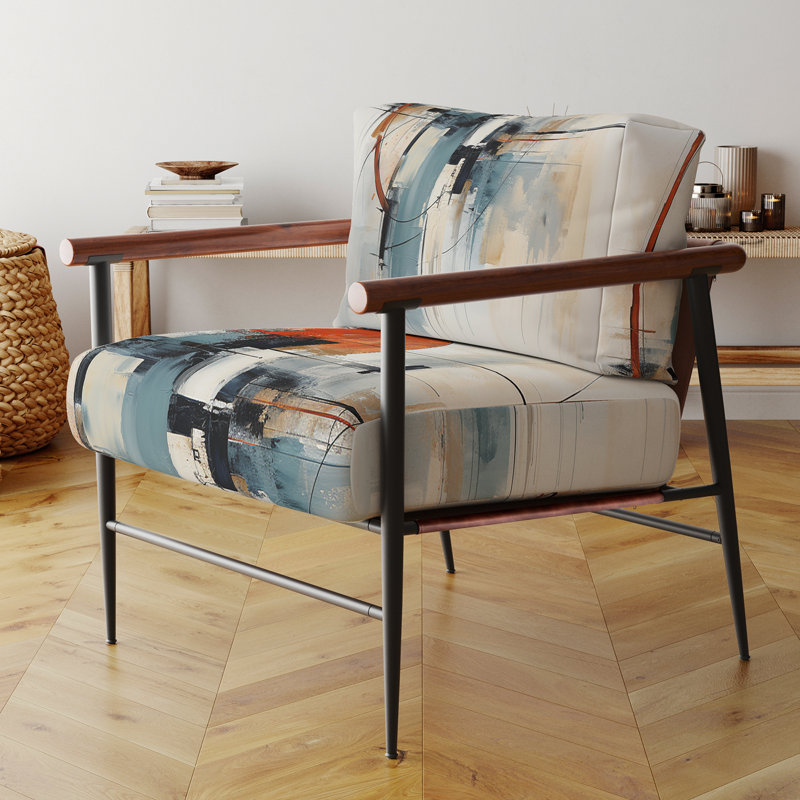 Colorful Colorful Mid Century Abstract Elegance II - Fauteuil rembourré de style Mid-Century moderne, fauteuil d'appoint Mid-Century