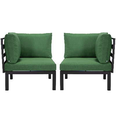 Causeuse de coin 2 pièces revêtue de polyester avec structure en aluminium thermolaqué et coussin amovible Collection Hamilton