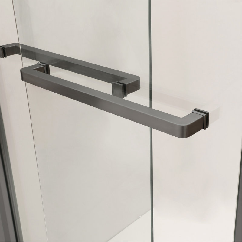 Cabine de douche à porte coulissante double l 48 po x H 76 po, noir mat 5/16 po (8 mm)