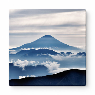 Mont Fuji au-dessus des nuages - art mural carré sur toile