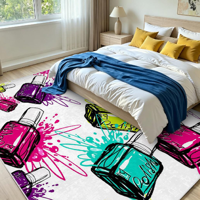 Tapis transparent lavable à la machine avec clou citron et magenta violet Aqua, Rectangle 79 po x 118 po