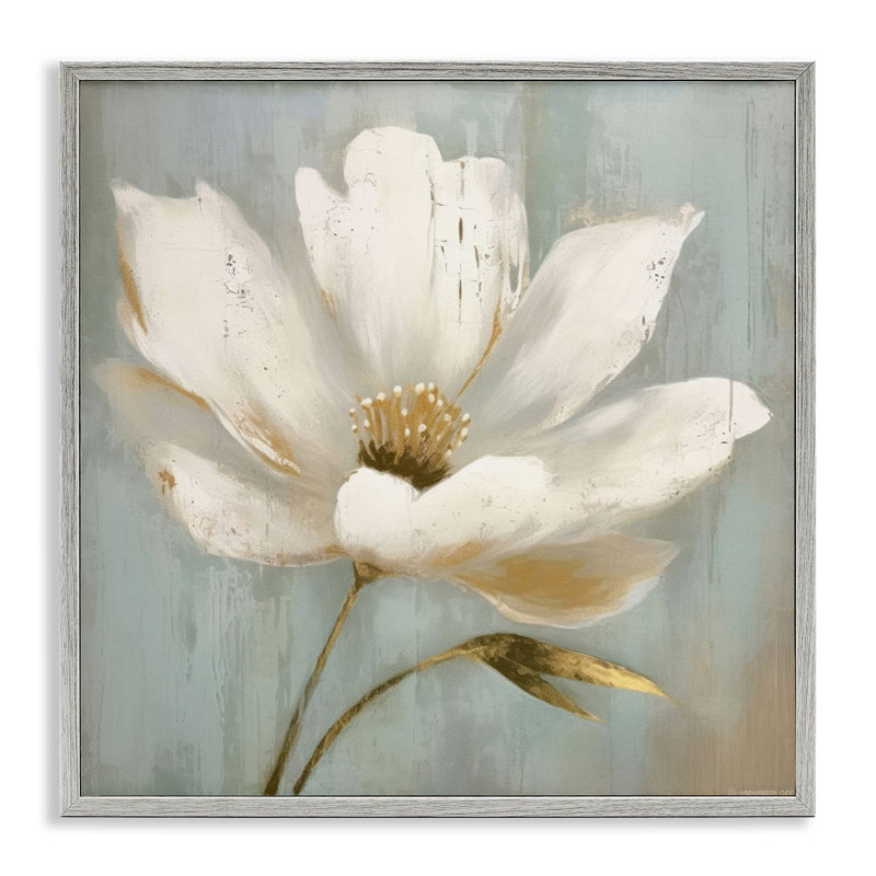 Giclée encadrée de fleurs dorées, design par LSR Creative Studio, Estampe numérique Farmhouse, H 24 po x l 24 po