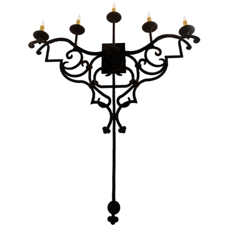 Applique murale bougie Fleur De Lys, Noir vieilli Costello
