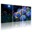 «Moonlit Hydrangea Garden with Fireflies», reproduction d'art sur toile tendue sur toile (ensemble de 3)-91266617
