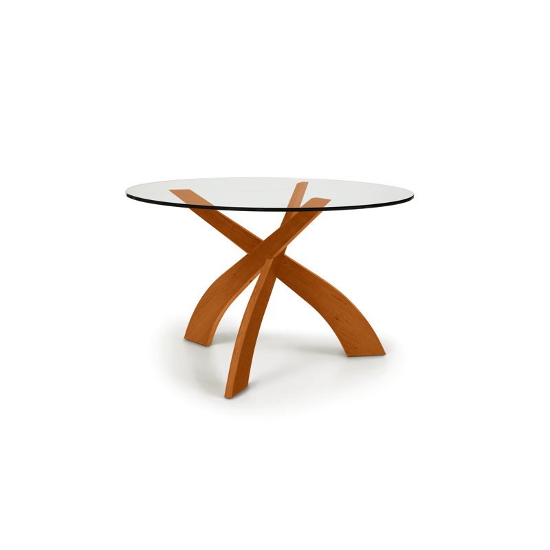 Entwine Round Glass Top Table, Autumn Cherry, 30" H x 48" L x 48" W
